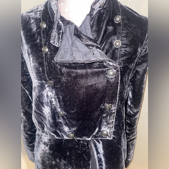 Free People Faye Velvet Jacket Military Style Ebony Grey Color NWT Sz Small - Picture 6 of 7